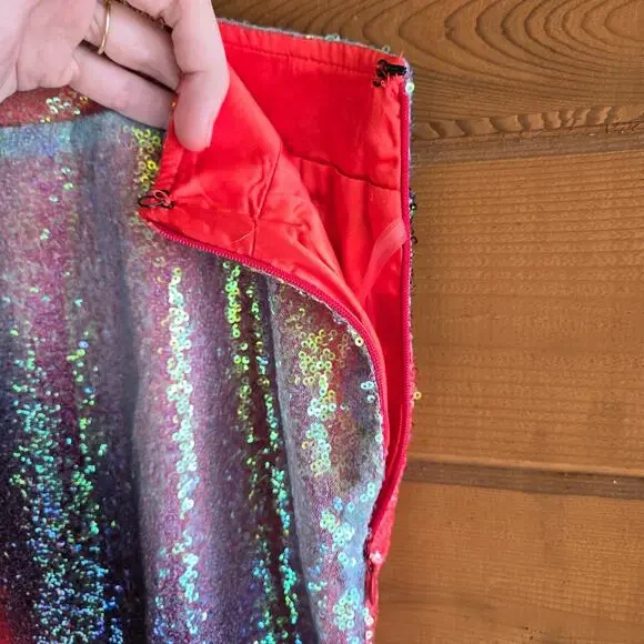 Kai Collective Cherry Glaze Ombre Sequin Skirt 3XL Mini Skirt Shimmer Metallic - Picture 6 of 6